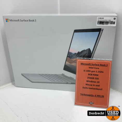 Microsoft Surface Book 3 | Duits toetsenbord | Intel core i5 235GB SSD 8GB RAM | Nieuw in seal | Met garantie
