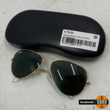 Ray-ban RB3025 aviator zonnebril goud | Met hoes