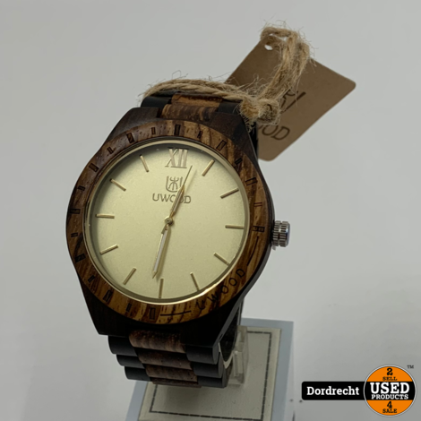 Uwood horloge Donker / Lichtbruin hout | Met garantie