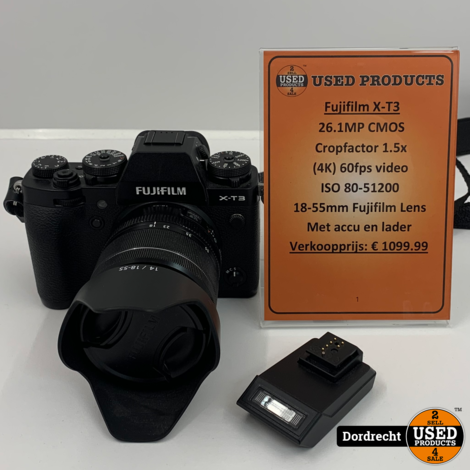 Fujifilm X-T3 Camera + xf18-55mm Lens | Met accu en lader | Met originele bon