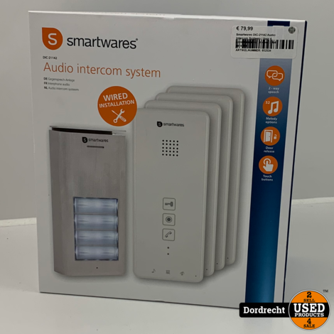 Smartwares DIC-21142 Audio Intercom Systeem | Voor 4 appartementen | In doos | Met garantie