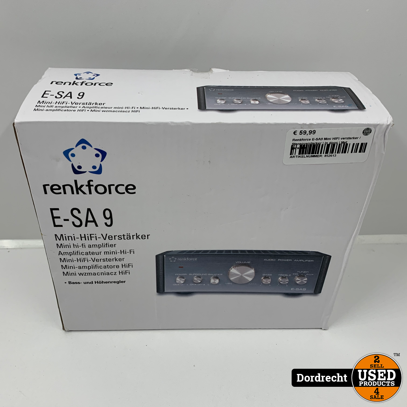 Renkforce E-SA9 Mini HIFI versterker / Stereoversterker 2 x 12 | In doos | Met garantie - Used Products Dordrecht