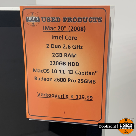 iMac 2008 20inch | Intel Core 2 Duo 2GB RAM 320GB HDD ATI Radeon HD 2600 Pro 256MB | Met garantie