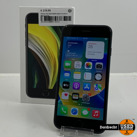 iPhone SE 2020 64GB Zwart | In doos | Met garantie
