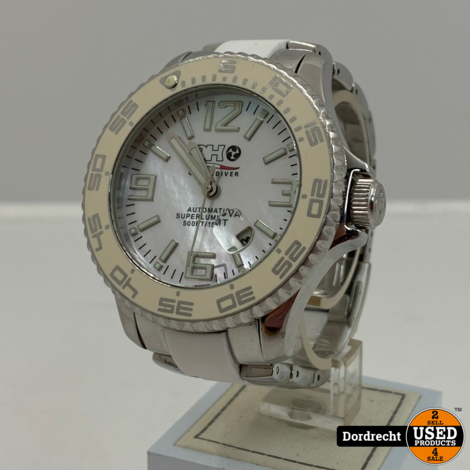 3H Ocean Diver Automatic Superluminova Horloge Wit | Met extra band | Met garantie