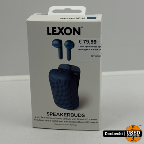 Lexon Speakerbuds Speaker en Bluetooth oordopjes in 1 Blauw | Nieuw in doos | Met garantie