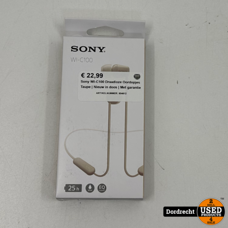 Sony WI-C100 Draadloze Oordopjes Taupe | Nieuw in doos | Met garantie
