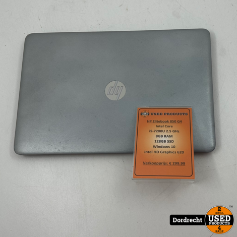 HP Elitebook 850 G4 Laptop | Intel Core i5-7200U 2.5 GHz 8GB RAM 128GB SSD Windows 10 Intel HD Graphics 620 | Met garantie
