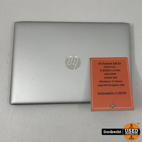 HP ProBook 430 G5 Laptop | Intel Core i5-8250U 1.6 GHz 8GB RAM 256GB SSD Windows 11 Home Intel HD Graphics 620 | Met garantie