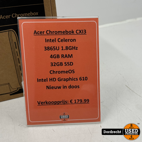 Acer Chromebox CXI3 Mini Desktop | Nieuw in doos | Intel Celeron 3865U 1.8GHz 4GB RAM 32GB SSD ChromeOS Intel HD Graphics 610 | Met garantie