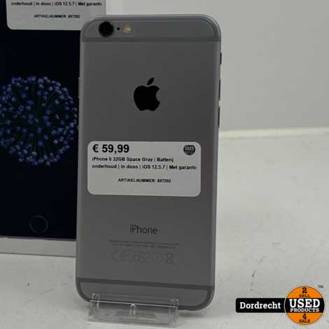 iPhone 6 32GB Space Gray | Batterij onderhoud | In doos | iOS 12.5.7 | Met garantie