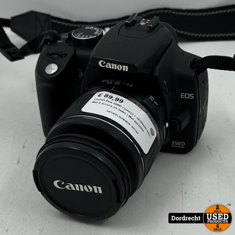 Canon Eos 350D camera + 18-55mm lens | Met 2 accu's en lader | Met garantie