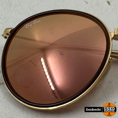 Ray-Ban RB3517 Round Metal Folding goud Zonnebril | Met hoes |