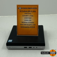 HP ProDesk 400 G5 desktop mini | Intel Core i3-9100T 3.1GHz 12GB RAM 128GB SSD Windows 10 Home Intel UHD Graphics 630 | Met garantie