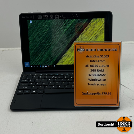 Acer One S1003 laptop met touch | Intel Atom x5-z8350 32GB eMMC 2GB RAM Windows 10 | Met garantie