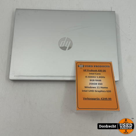 HP ProBook 430 G6 laptop met touch | Intel Core i5-8265U 1.6 GHz 8GB RAM 256GB SSD Windows 11 Home Intel HD Graphics 620 | Met garantie