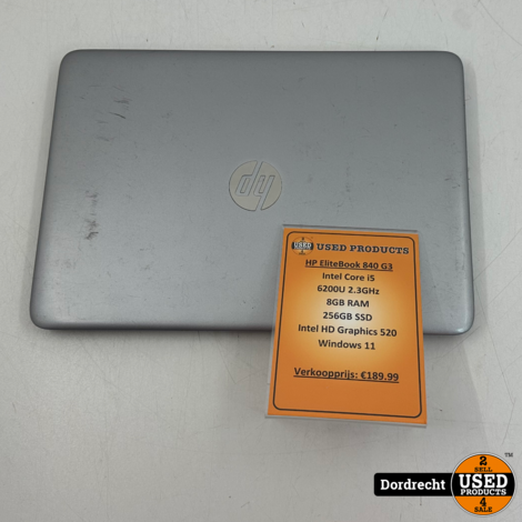 HP EliteBook 840 G3 laptop | Intel Core i5-6200U 8GB RAM 256GB SSD Intel HD Graphics 520 Windows 11 | Met garantie