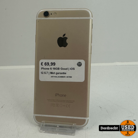 iPhone 6 16GB Goud | iOS 12.5.7 | Met garantie