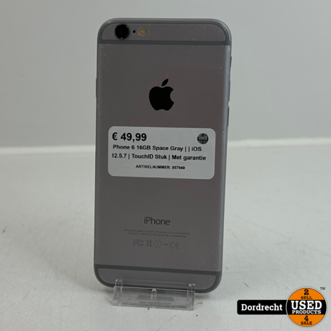 iPhone 6 16GB Space Gray | | iOS 12.5.7 | TouchID Stuk | Met garantie