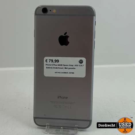 iPhone 6 Plus 64GB Space Gray | iOS 12.5.7 | Batterij Onderhoud | Met garantie