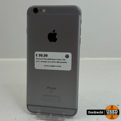 iPhone 6s Plus 64GB Space Gray | iOS 15.8.1 | Krasjes op scherm | Met garantie