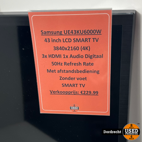 Samsung UE43KU6000W Smart televisie/tv | Met ab | Met garantie