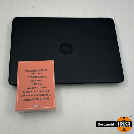 HP ProBook 640 G2 Laptop | Schade behuizing | Intel Core i7-6600U 2.6GHz 16GB RAM 512GB SSD Windows 10 Pro Intel HD Graphics 520 | Met garantie