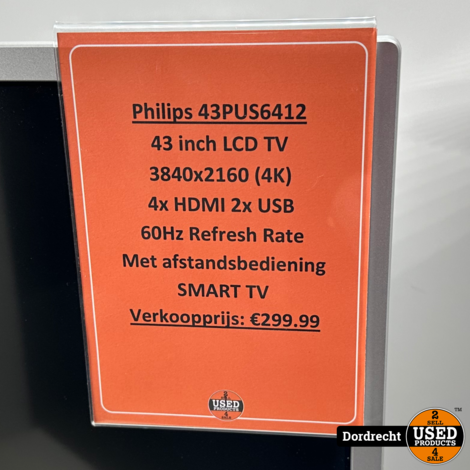 Philips 43PUS6412 SMART televisie/tv | Met ab | Met garantie