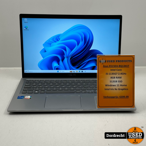 Asus X515EA-BQ1341T Laptop | Intel Core i5-1135G7 2.4GHz 8GB RAM 512GB SSD Windows 11 Home  Intel Iris Xe Graphics | Met garantie
