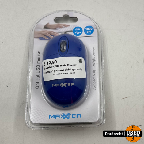 Maxxter USB Muis Blauw | Bedraad | Nieuw | Met garantie