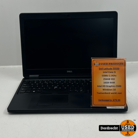 Dell Latitude E5550 laptop | Toetsenbord werkt niet | Intel Core i5-5300U 256GB SSD 16GB RAM Intel HD Graphics 5500 Windows 10 |