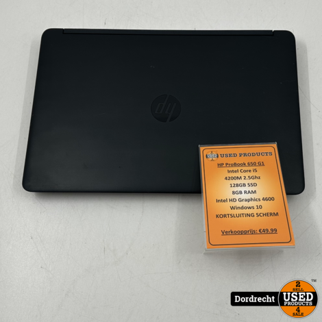 HP ProBook 650 G1 laptop | Scherm heeft soms kortsluiting | Intel Core i5-4200M 128GB SSD 8GB RAM Intel HD Graphics 4600 Windows 10 |