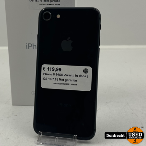 iPhone 8 64GB Zwart | In doos | iOS 16.7.6 | Met garantie