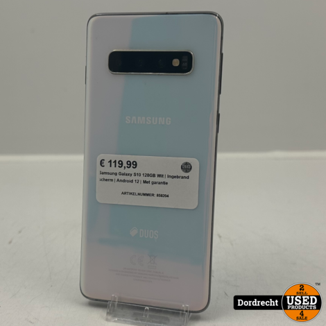 Samsung Galaxy S10 128GB Wit | Ingebrand scherm | Android 12 | Met garantie