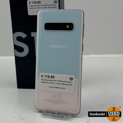 Samsung Galaxy S10 128GB prism white | Ingebrand scherm | In doos | Android 12 | Met garantie