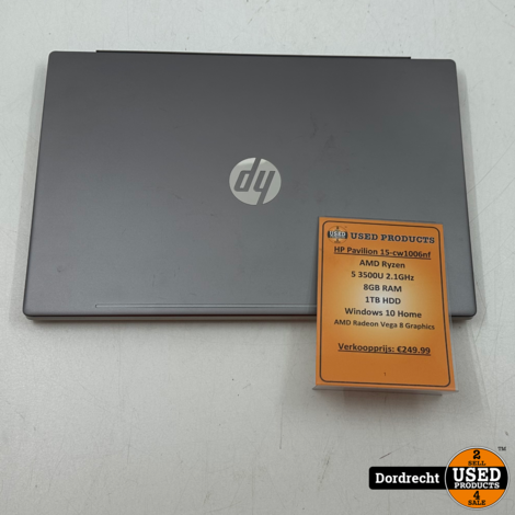 HP 15-cw1006nf Laptop | AMD Ryzen 5 3500U 2.1GHz 8GB RAM 1TB HDD Windows 10 Home  AMD Radeon Vega 8 Graphics | Met garantie