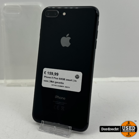 iPhone 8 Plus 64GB zwart | iOS 16.7.7 | In hoes | Met garantie