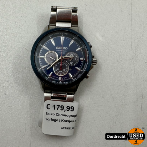 Seiko Chronograph Solar V175-0DM0 Horloge | Krasjes op glas | Met garantie