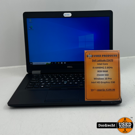 Dell Latitude E5470 Laptop | Intel Core i5-6440HQ 2.6GHz 8GB RAM 256GB SSD Windows 10 Pro  Intel HD Graphics 530 | Met garantie
