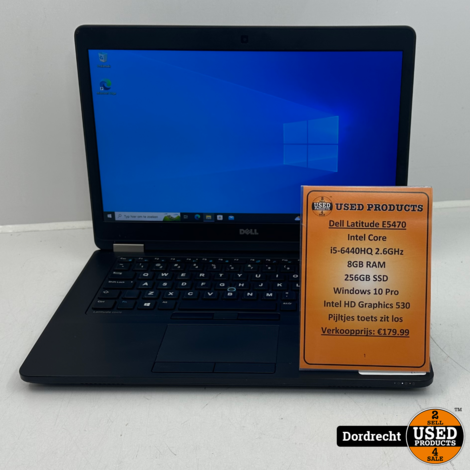 Dell Latitude E5470 Laptop | Toets zit los | Intel Core i5-6440HQ 2.6GHz 8GB RAM 256GB SSD Windows 10 Pro Intel HD Graphics 530 | Met garantie