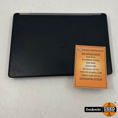 Dell Latitude E5470 Laptop | Toets zit los | Intel Core i5-6440HQ 2.6GHz 8GB RAM 256GB SSD Windows 10 Pro Intel HD Graphics 530 | Met garantie