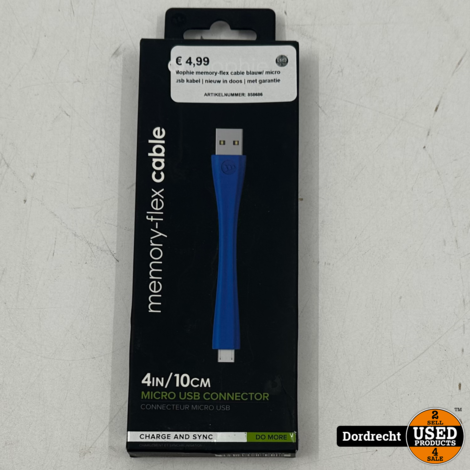 Mophie Memory-Flex Cable Blauw / Micro USB Kabel | Nieuw in doos | Met garantie