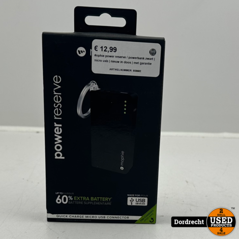 Mophie Power Reserve / Powerbank Zwart | Micro USB | Nieuw in doos | Met garantie