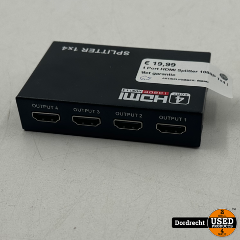 4 Port HDMI Splitter 1080P 1x4 | Met garantie