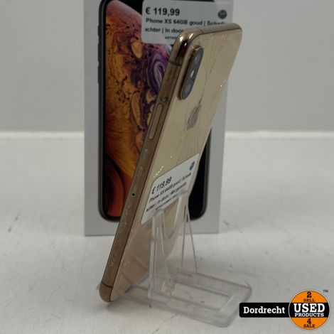 iPhone XS 64GB goud | Schade achter | In doos | Met garantie