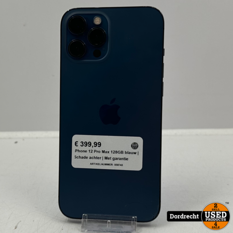 iPhone 12 Pro Max 128GB blauw | Schade achter | Met garantie