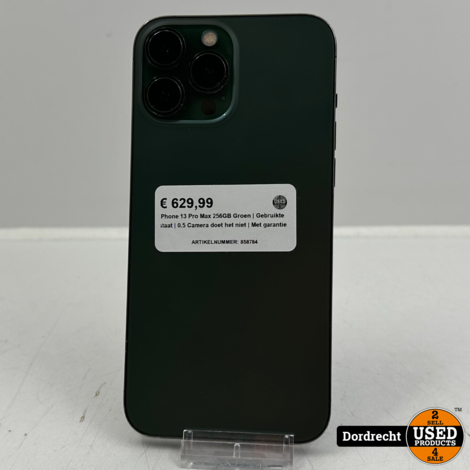 iPhone 13 Pro Max 256GB Groen | Gebruikte staat | 0.5 Camera doet het niet | Met garantie