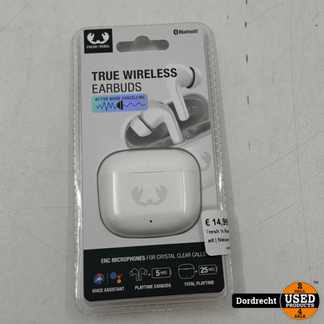 Fresh ’n Rebel True Wireless Earbuds / Draadloze Oordopjes Wit | Active noise cancelling | Nieuw | Met garantie