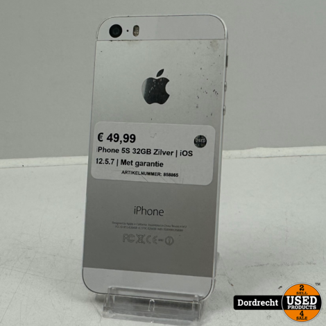 iPhone 5S 32GB Zilver | iOS 12.5.7 | Met garantie