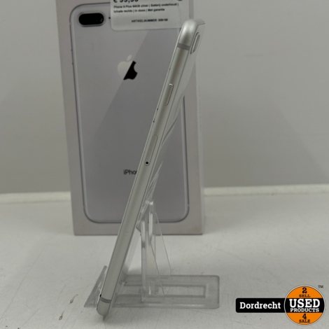 iPhone 8 Plus 64GB zilver | Batterij onderhoud | Schade rechts | In doos | Met garantie